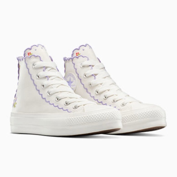New in Box: Converse Women's 8.5 High-Top Sneakers in White and Lavender - Picture 3 of 3